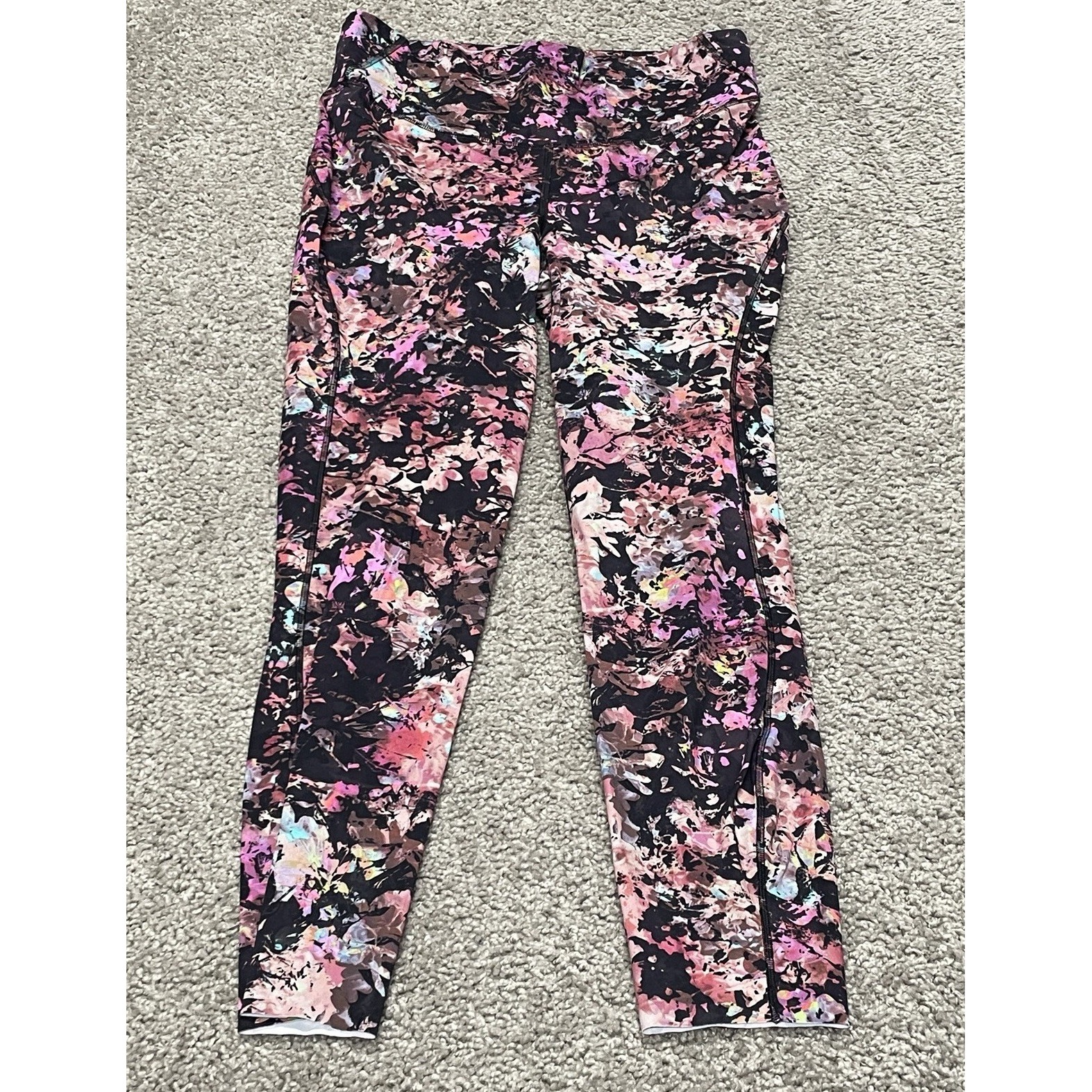 Lululemon Base Pace Running Tights Size 8 High Rise Hyper Flow Pink Multi 24"